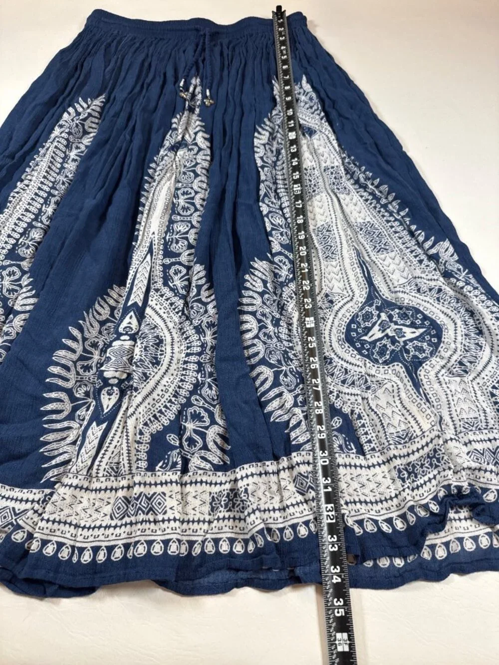 NWT Philosophy Republic Clothing Rayon Maxi Skirt M Blue White Mandala (BB654)